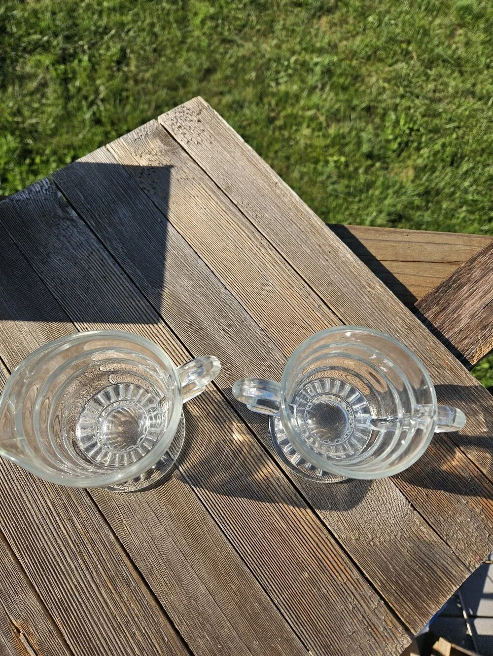 Vintage Indiana Glass Christmas Candy Pattern 624 Clear Footed Sugar and Creamer